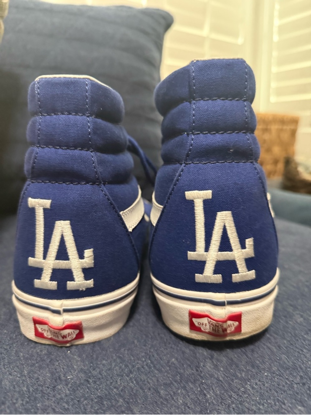 Dodgers Canvas Vans High-Top Sneakers w White LA Logo - Royal Blue Sz 12 No Box